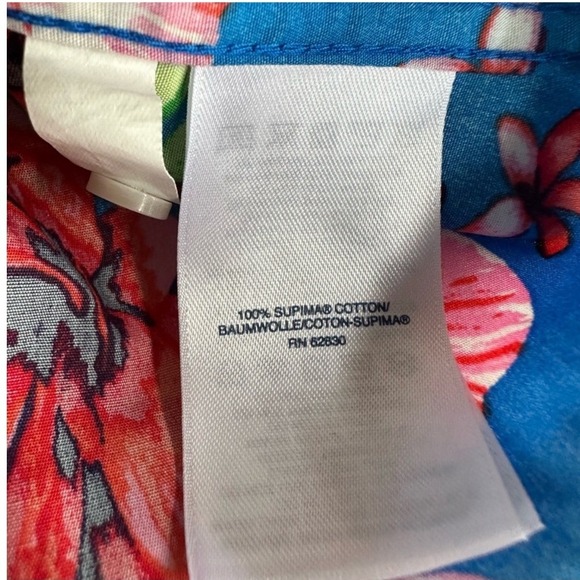 Lands End Shirt Top Blouse Button Up Sleeveless Tropical Floral Supima Cotton 14 - Picture 5 of 7